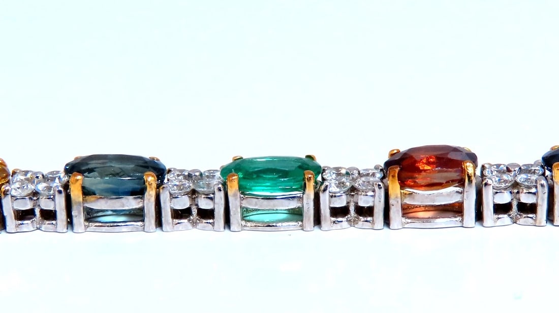 10ct Natural Sapphire Emerald Green Garnet Diamond Tennis Bracelet 14kt gold** - 4