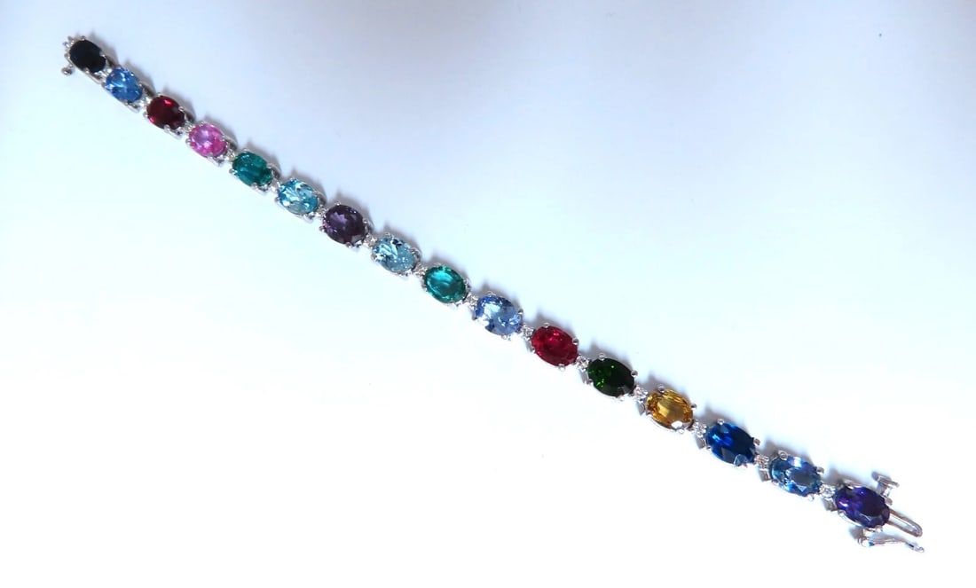 20.68ct Sapphire Tanzanite Aquamarine Tourmaline Emerald Zircon Bracelet 14kt** - 6