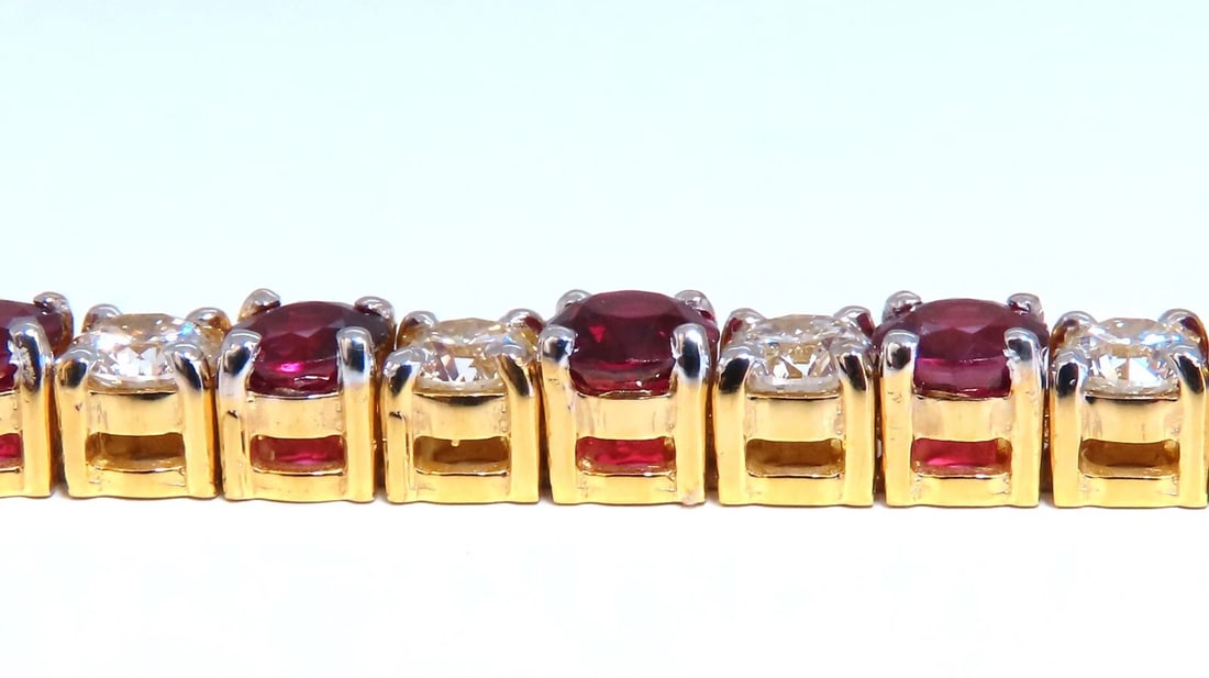 14.05ct Natural Ruby Diamonds Alternating Tennis Bracelet 14kt Gold Classic** - 4
