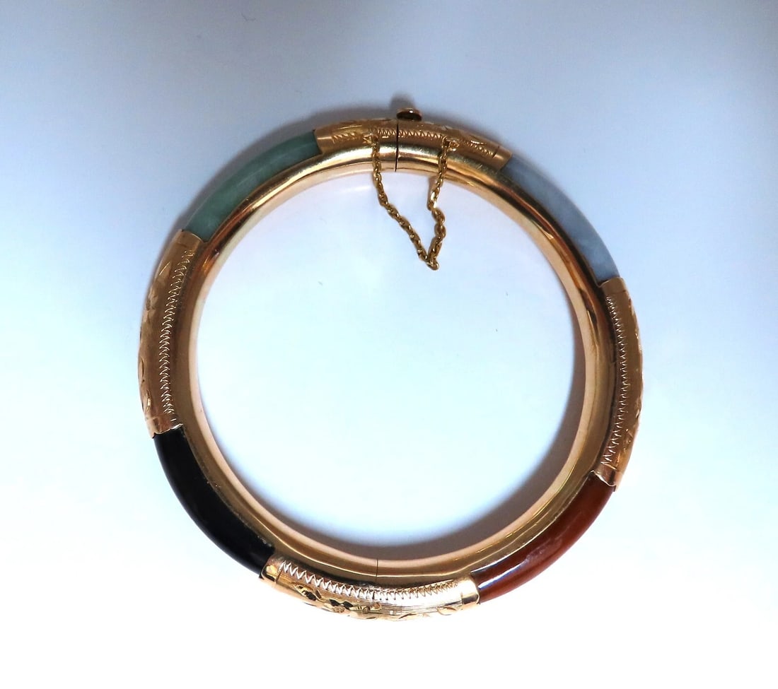 Jade Bangle Bracelet 8.4mm 14kt gold** - 10