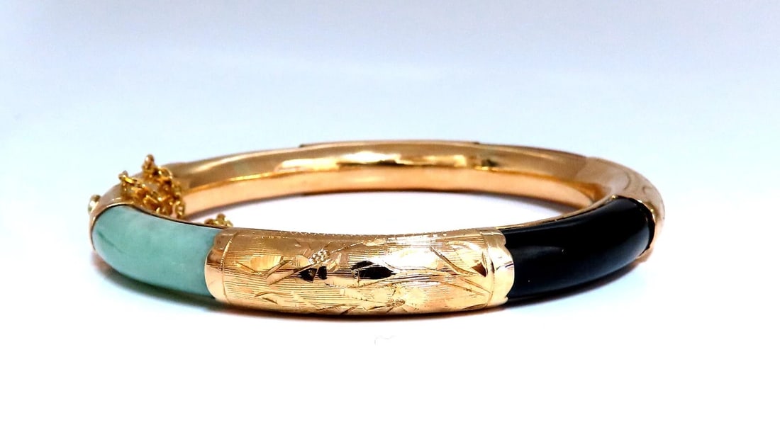Jade Bangle Bracelet 8.4mm 14kt gold** - 6