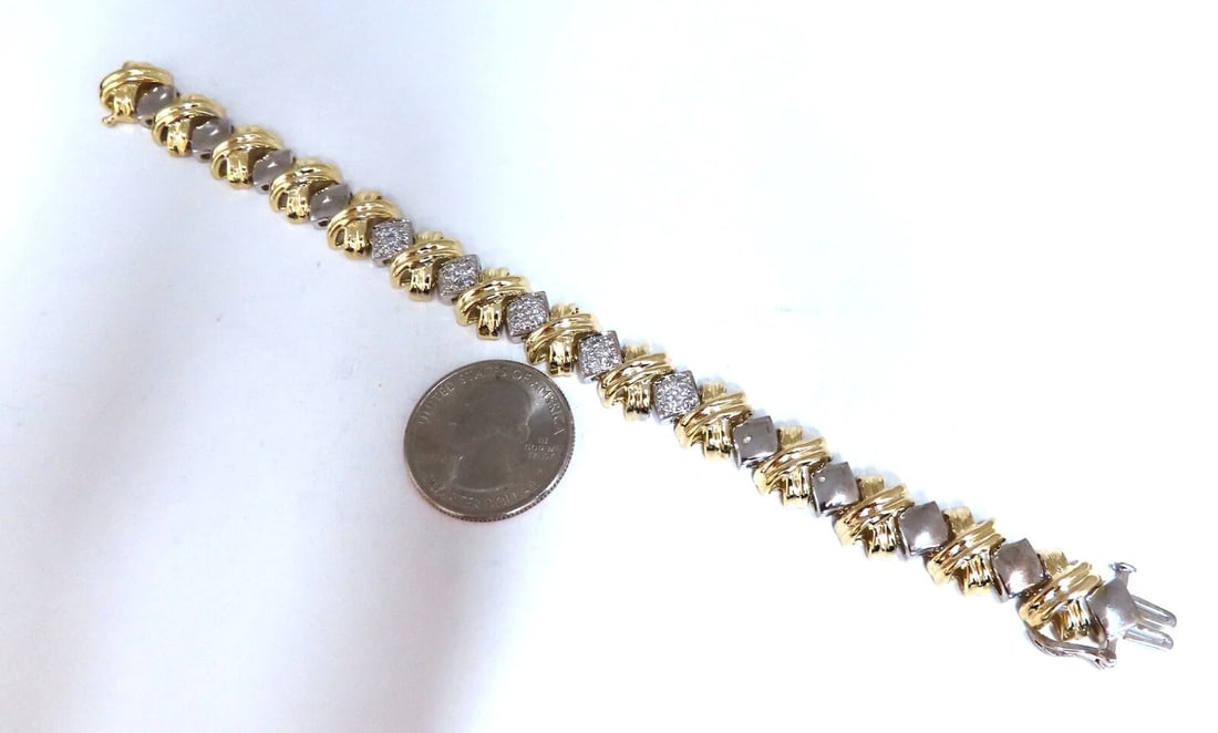 .86ct Natural Diamonds Bracelet 14kt Gold X link** - 6