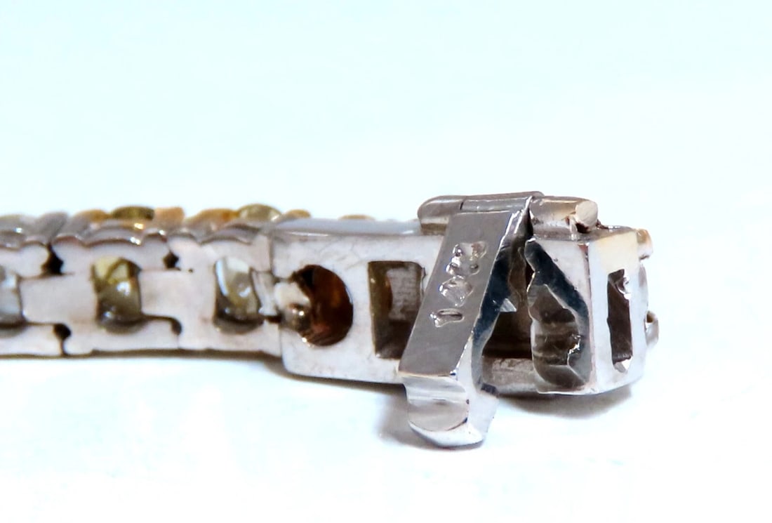 7.26ct Natural Yellow orange pink brown fancy color diamonds bracelet 14kt** - 6