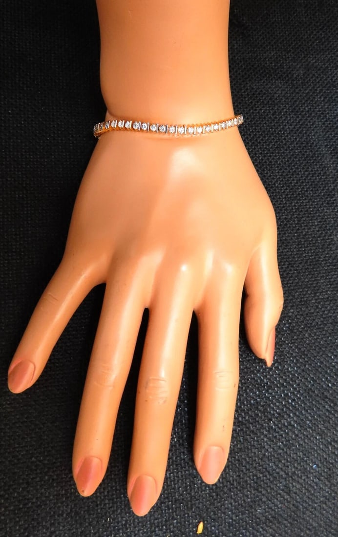2.02ct. natural round diamonds bar tennis bracelet classic 14 karat gold** - 6