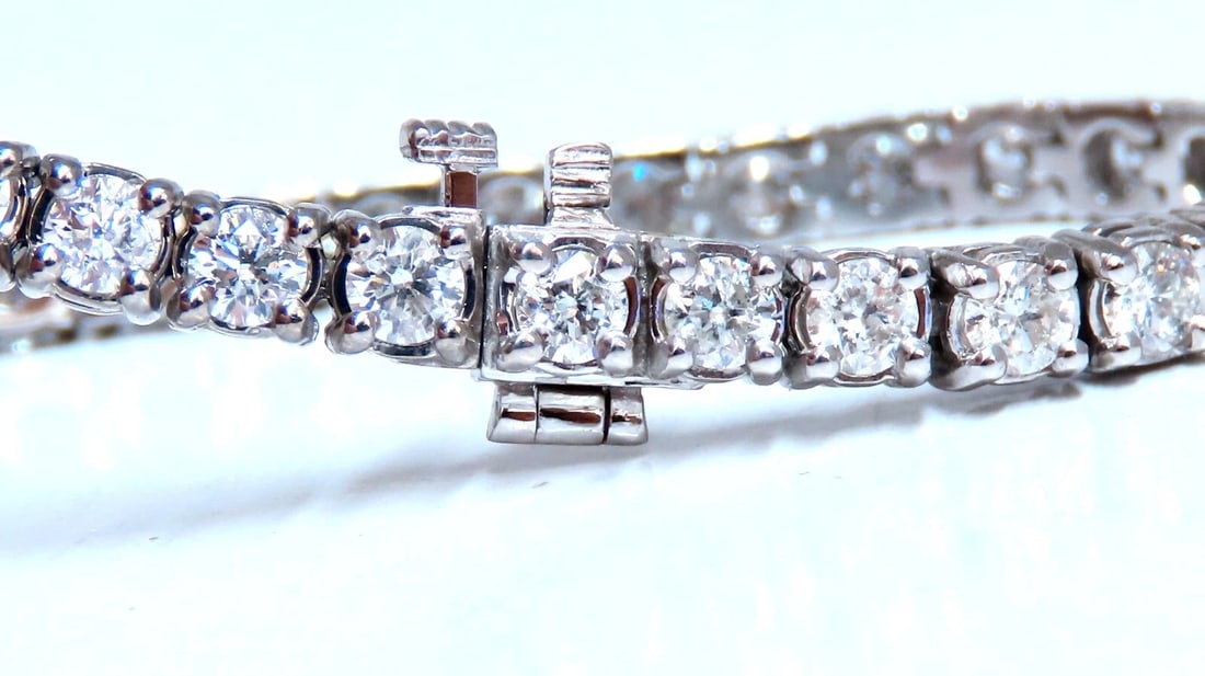 7.11ct natural round diamonds tennis bracelet classic 14 karat white gold** - 5