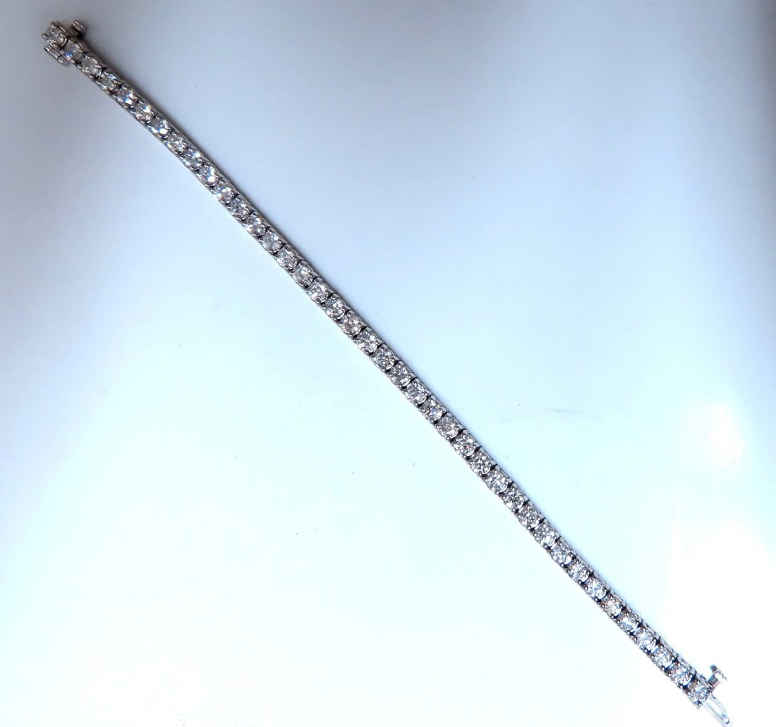 7.11ct natural round diamonds tennis bracelet classic 14 karat white gold** - 6