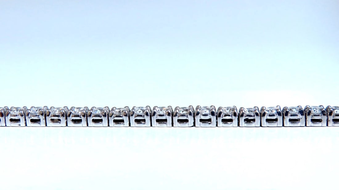 7.11ct natural round diamonds tennis bracelet classic 14 karat white gold** - 7