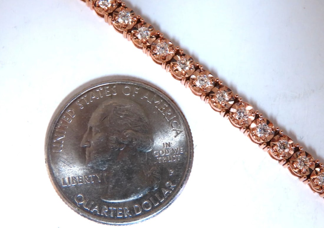 2ct. natural round diamonds tennis bracelet classic 14 karat rose gold** - 6