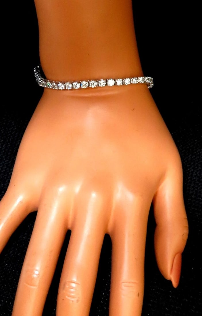 Tennis Bracelet 7.70ct Natural Round Diamonds 14kt gold** - 7