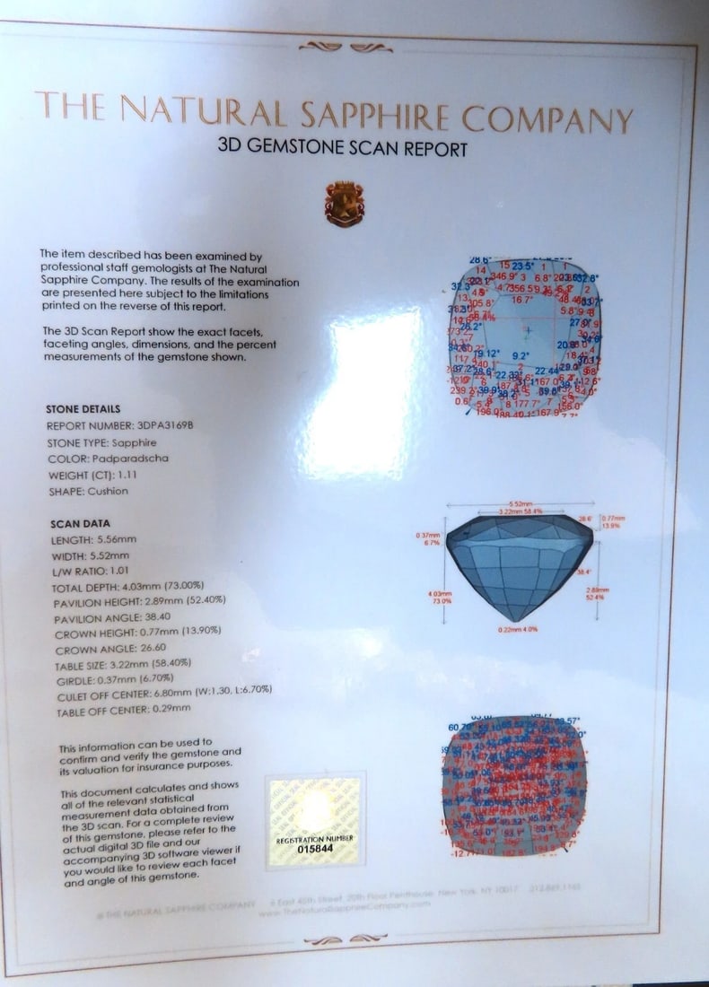 Padparadscha No Heat 1.11ct Natural Sapphire Pink No Heat Platinum - 6