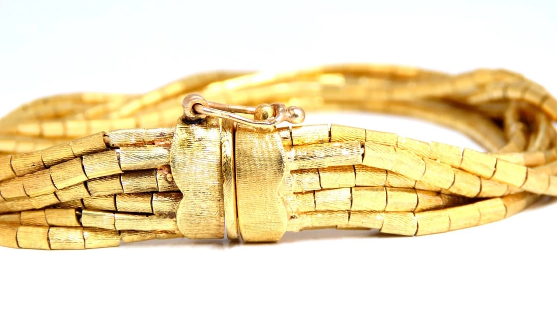 Rustic Nine Stranded 18kt Gold Bracelet 55 Grams 7.5 inch** - 5