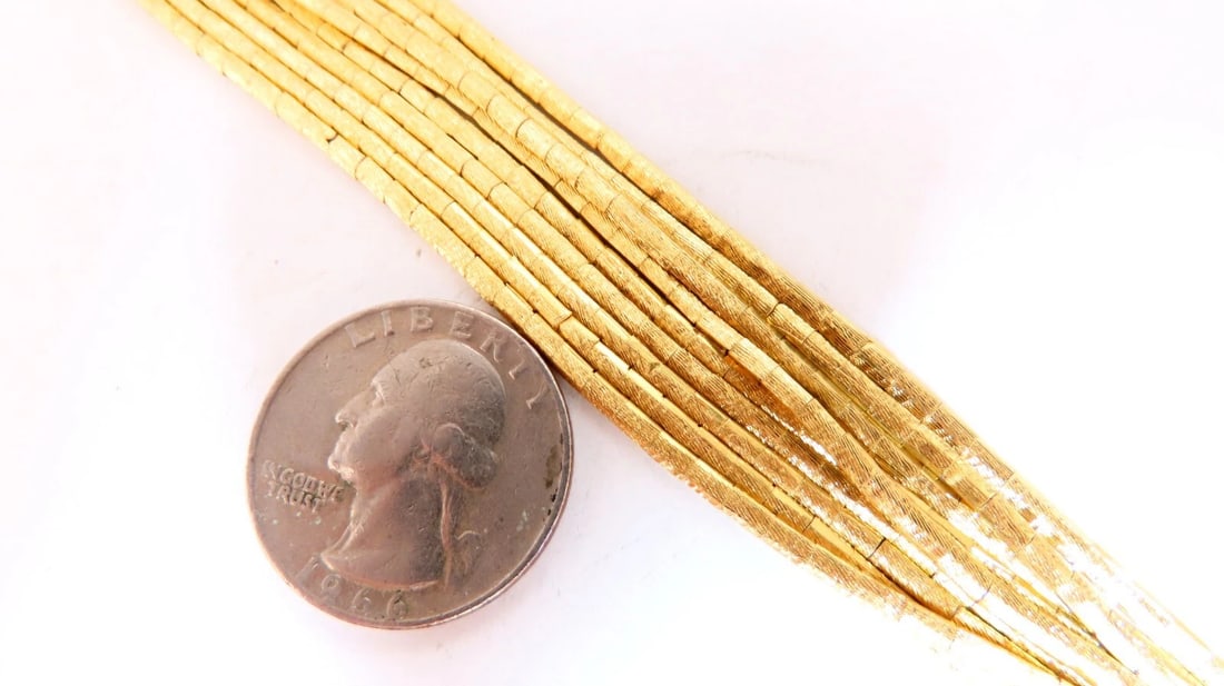 Rustic Nine Stranded 18kt Gold Bracelet 55 Grams 7.5 inch** - 7