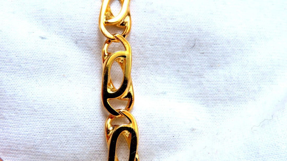 Modified Paper Clip Link Bracelet 14kt Gold 15.6 Grams** - 6