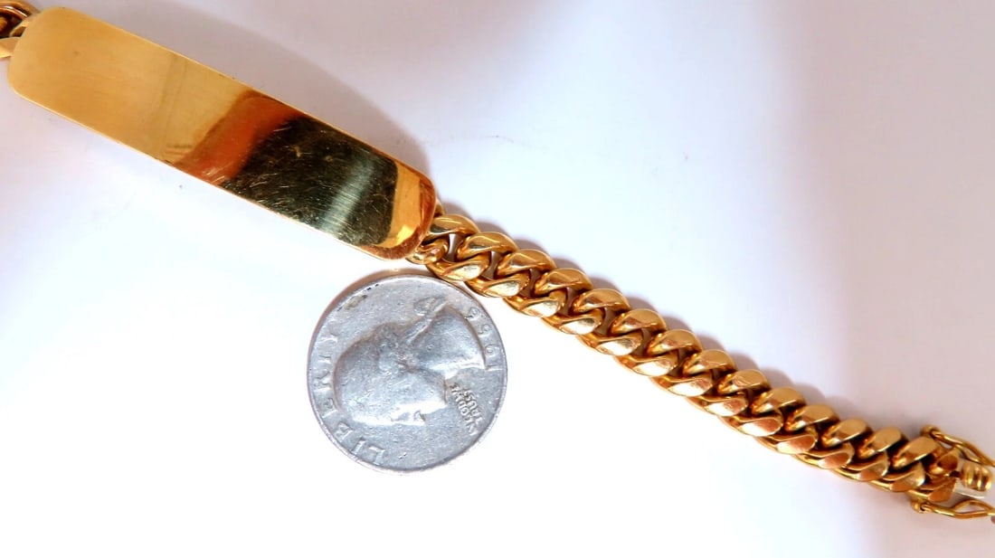 Curb Link ID Tag Bracelet 18kt gold 8 inch 50.5 Grams** - 8