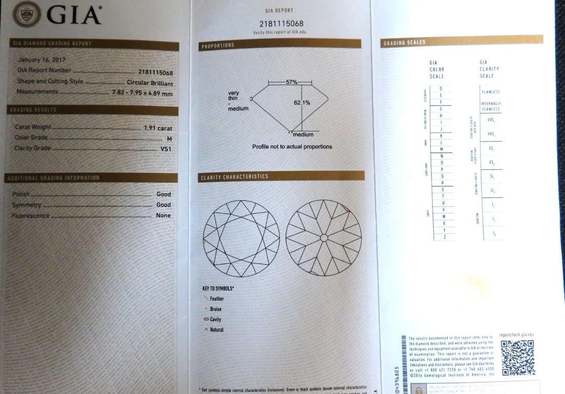 GIA Certified 1.91ct Natural European Cut Diamond Ring 14kt - 7
