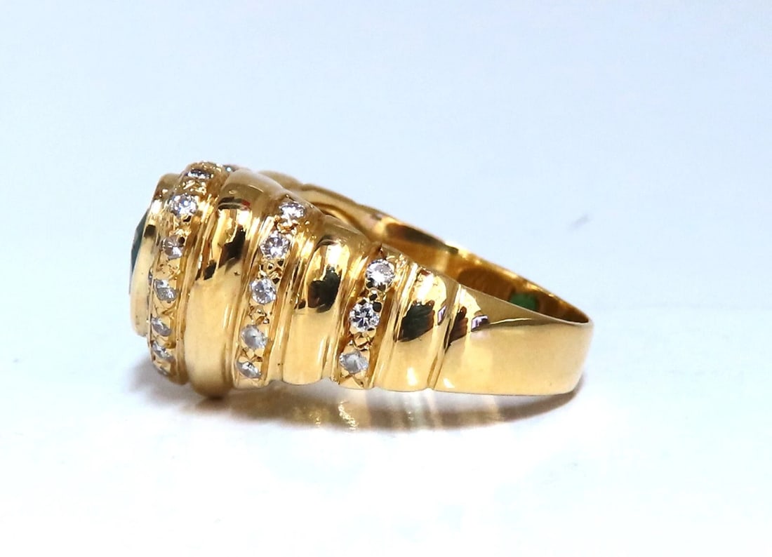 GIA Certified 1.21ct natural green emerald diamonds ring 18kt Heart Love** - 3