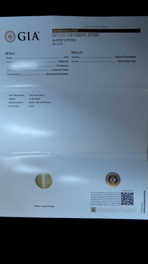 GIA Certified 4.78ct Natural Chrysoberyl Cats Eye Mens Diamond Signet Ring 14kt - 9