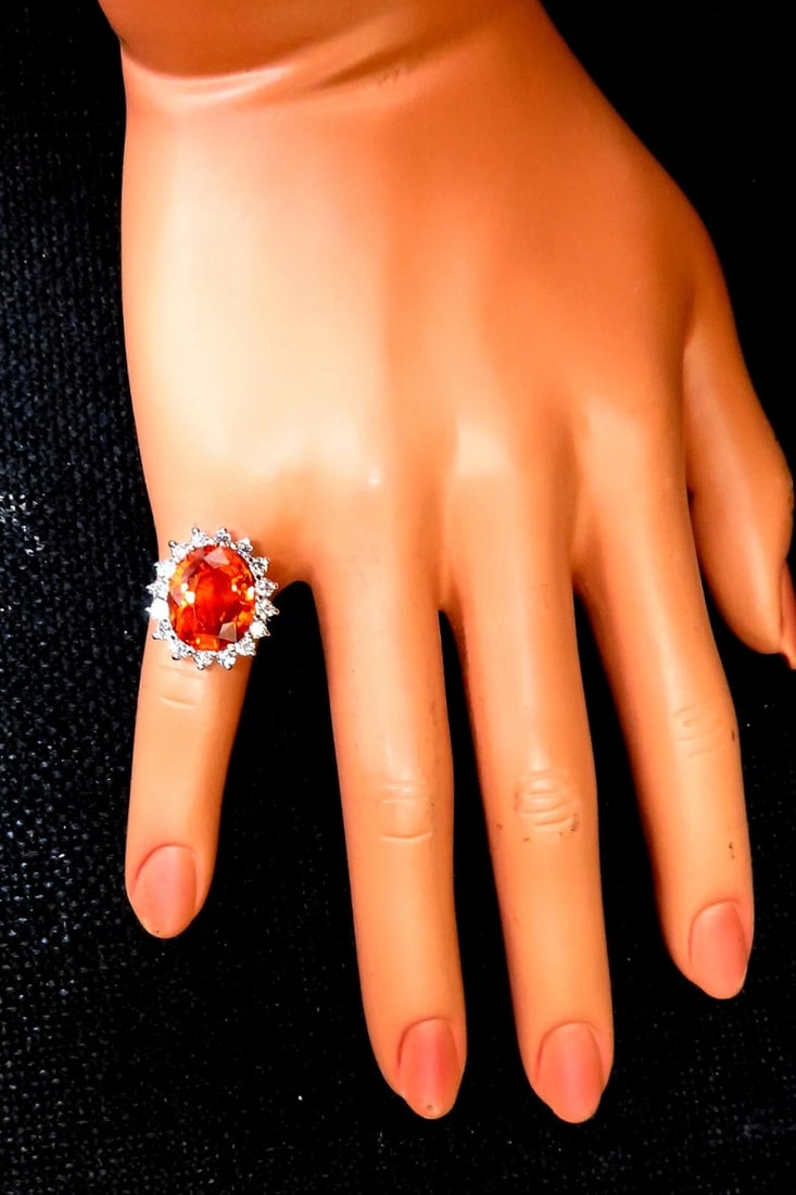 10.13ct GIA Certified Natural Orange Sapphire diamonds ring 14kt - 4