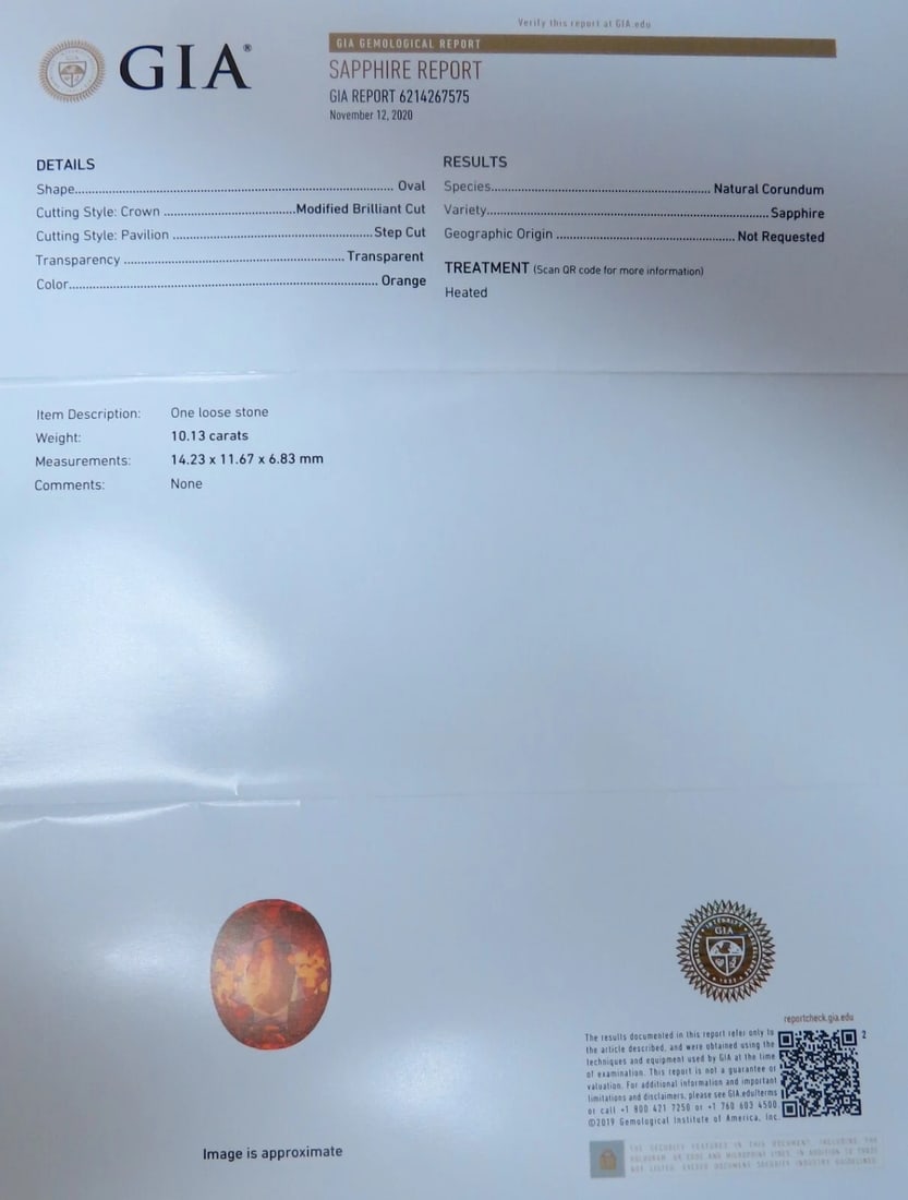 10.13ct GIA Certified Natural Orange Sapphire diamonds ring 14kt - 6
