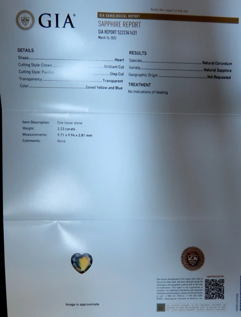 GIA certified 2.23ct Natural No Heat Heart Sapphire Diamonds Necklace 14kt ** - 6