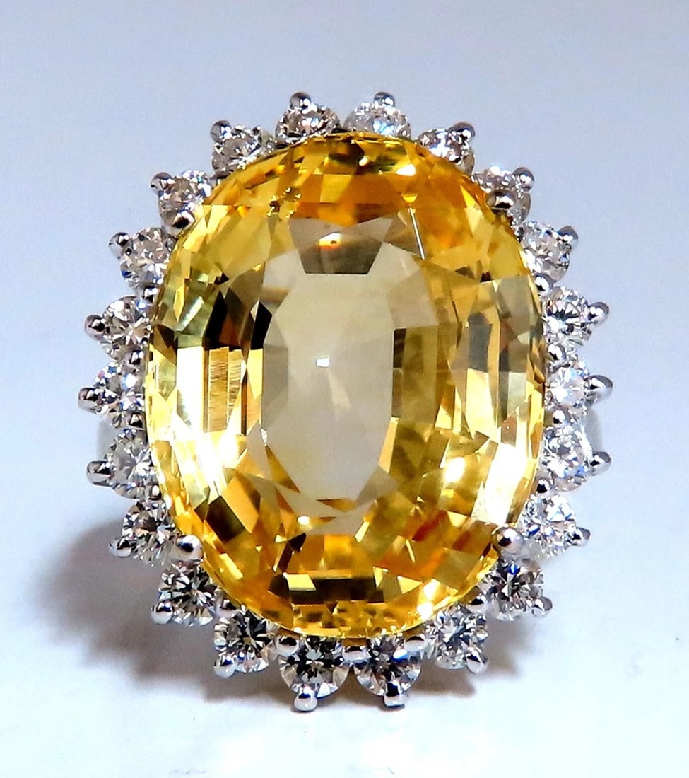 20.17ct GIA Certified Natural No Heat Yellow Sapphire diamonds ring 18kt - 2