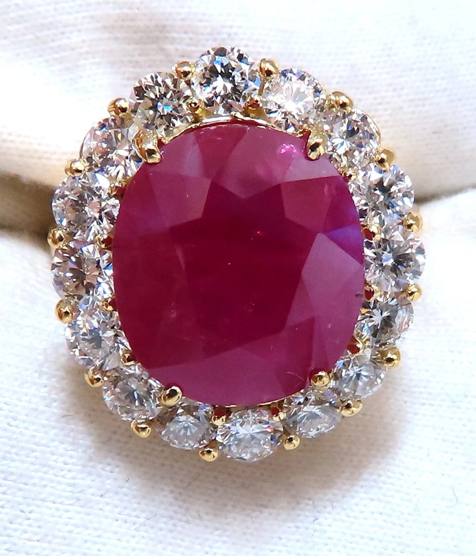 GIA certified 11.90ct natural ruby diamond ring 18kt classic halo - 6