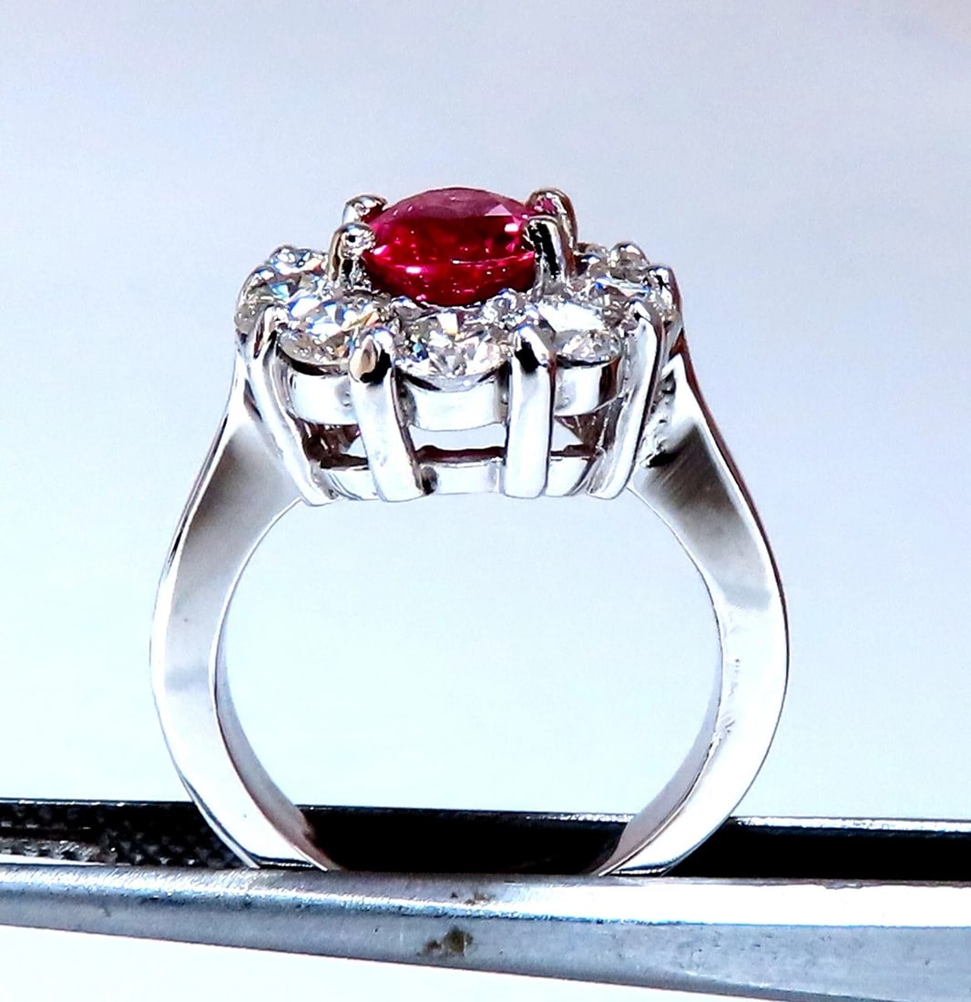 GIA certified 1.59ct No Heat natural ruby diamond ring 14kt classic halo - 7