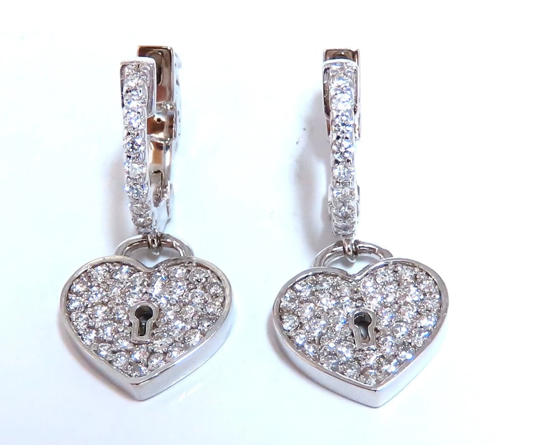 1ct Natural Diamond Heart Key Earrings 14kt** (1 of 6)