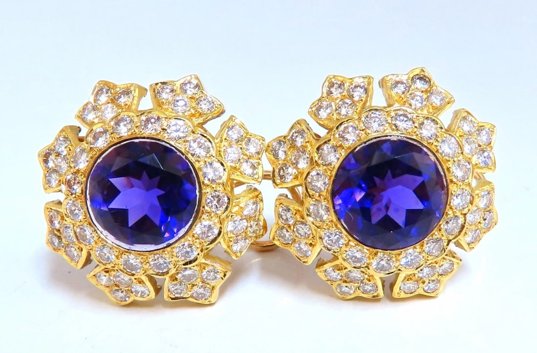 23.50ct Natural Round Bright Purple Diamond Clip Earrings 18kt** - 2