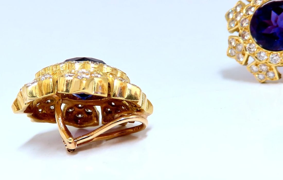 23.50ct Natural Round Bright Purple Diamond Clip Earrings 18kt** - 5