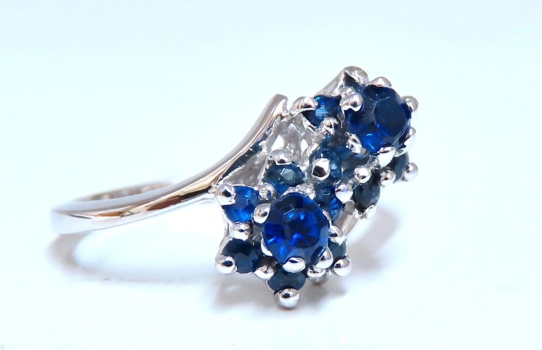 .50ct natural sapphire double cluster ring 14kt - 5