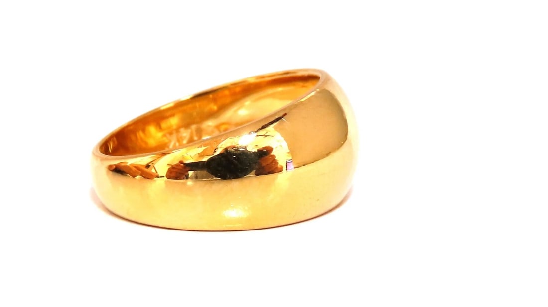 9mm Wide Classic 14kt Gold Band Semi Domed High Shine - 3