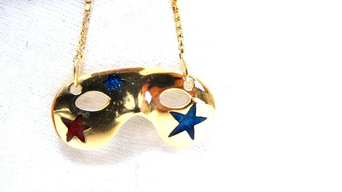Mardi Gras Carnival Memorabilia eye mask necklace 18kt ** - 6