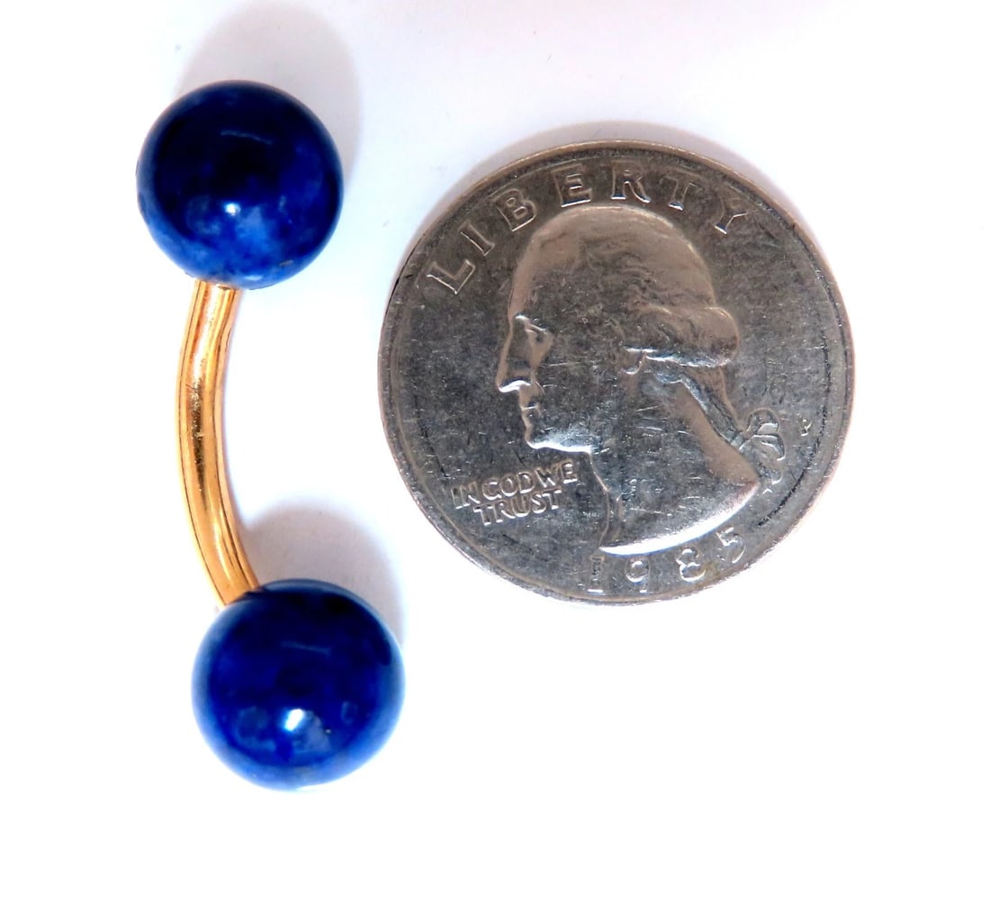 14kt gold 10mm lapis lazuli cufflinks** - 3