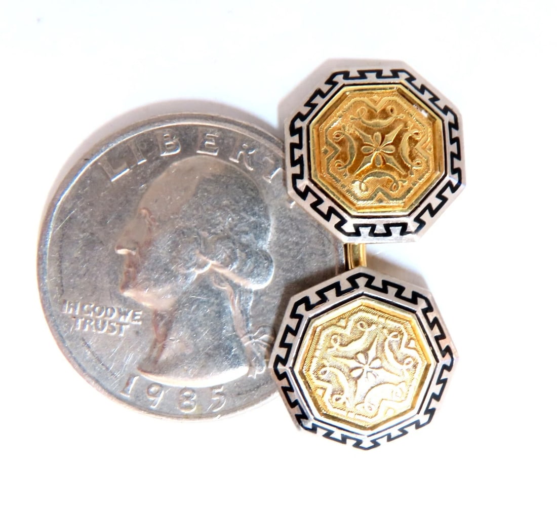 14kt European crest cufflinks vintage** - 3