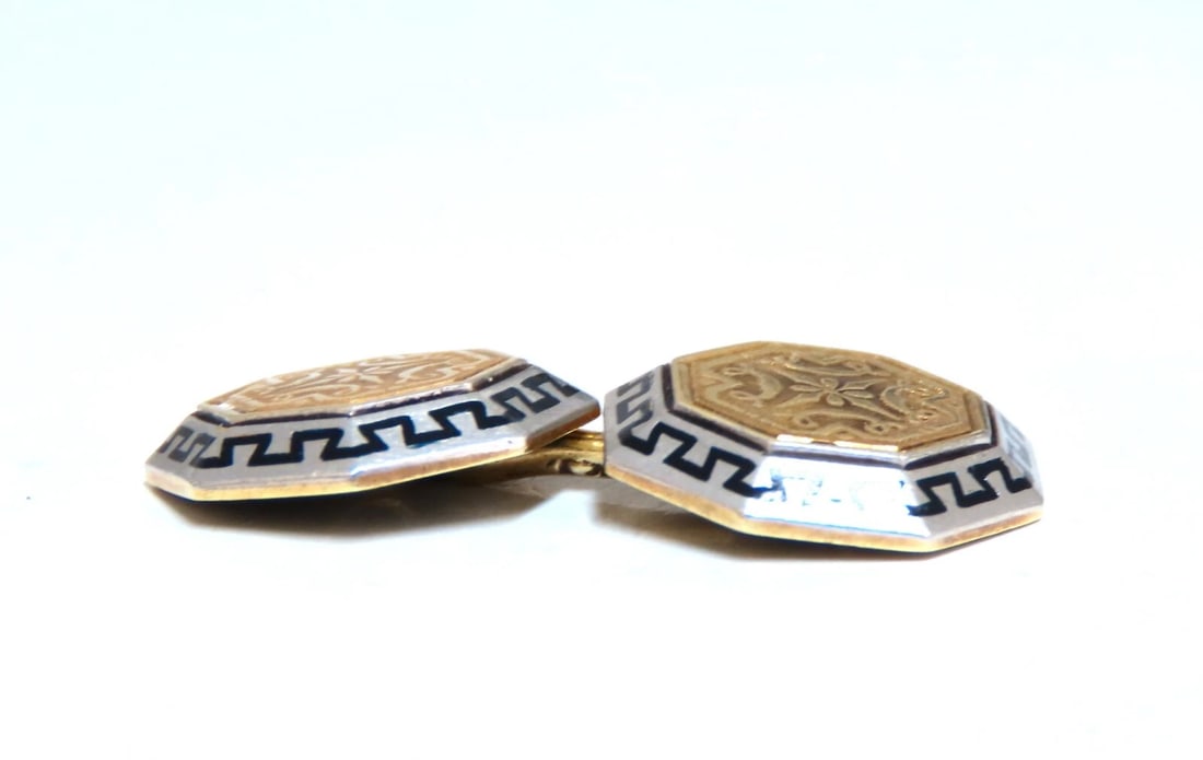 14kt European crest cufflinks vintage** - 4