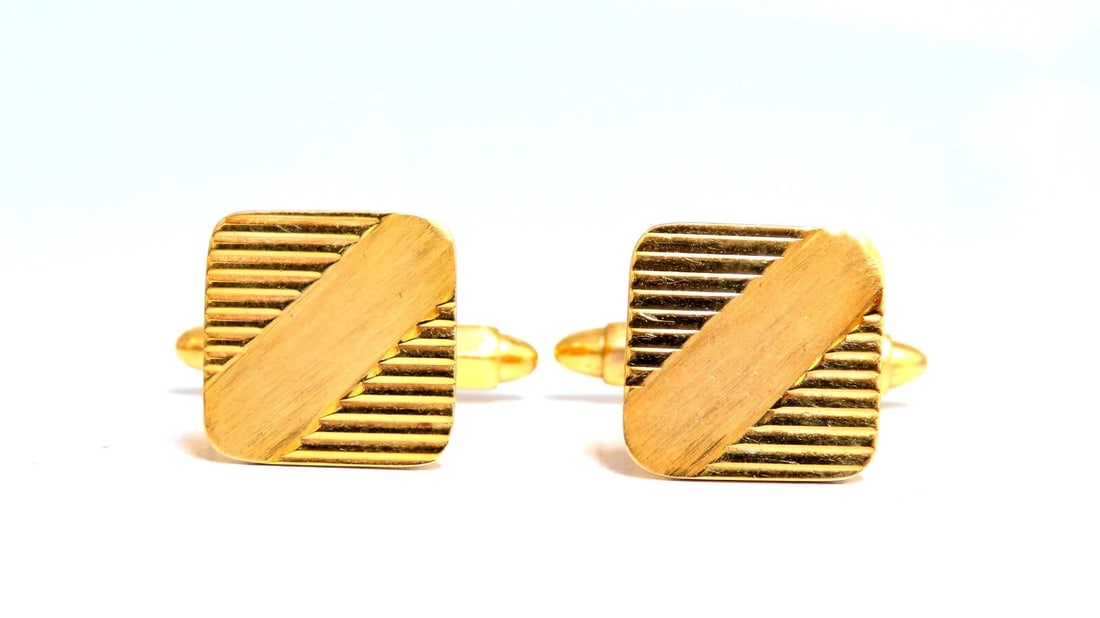 14kt stripe and staggered retro cufflinks** - 3