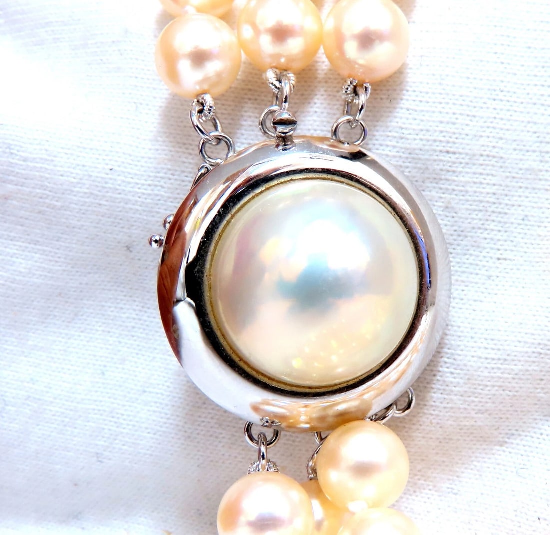 6.75 mm natural Japanese pearl & mabe Pearl 14 karat necklace** - 5