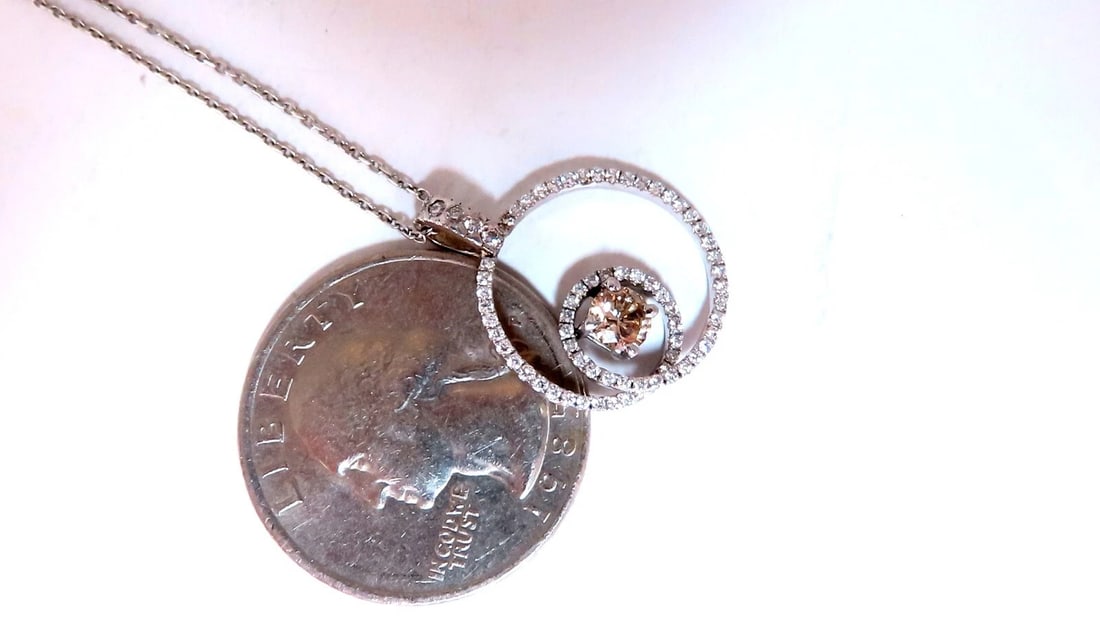 .95ct Natural Round Diamonds Circle Pendant Necklace 14kt** - 5