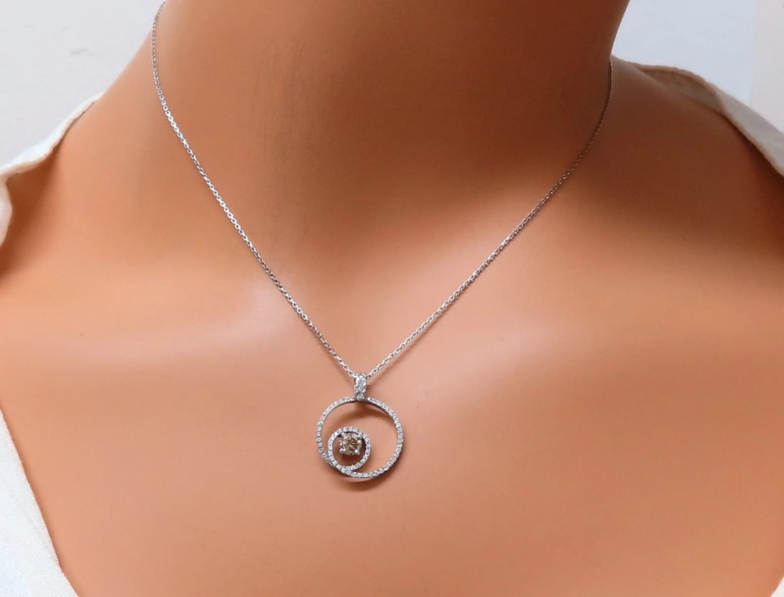 .95ct Natural Round Diamonds Circle Pendant Necklace 14kt** - 6