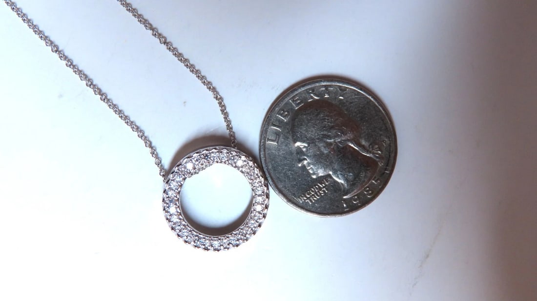.35ct Natural Round Diamonds Circle Pendant Necklace 14kt ** - 4