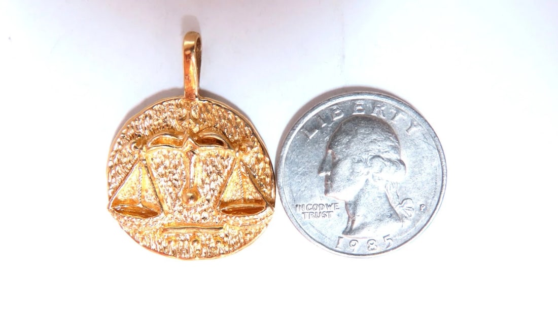 Libra zodiac horoscope solid gold charm handmade 14 karat** - 3