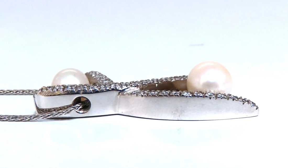 8 mm South Sea Pearls diamonds x necklace 14 karat white gold** - 8