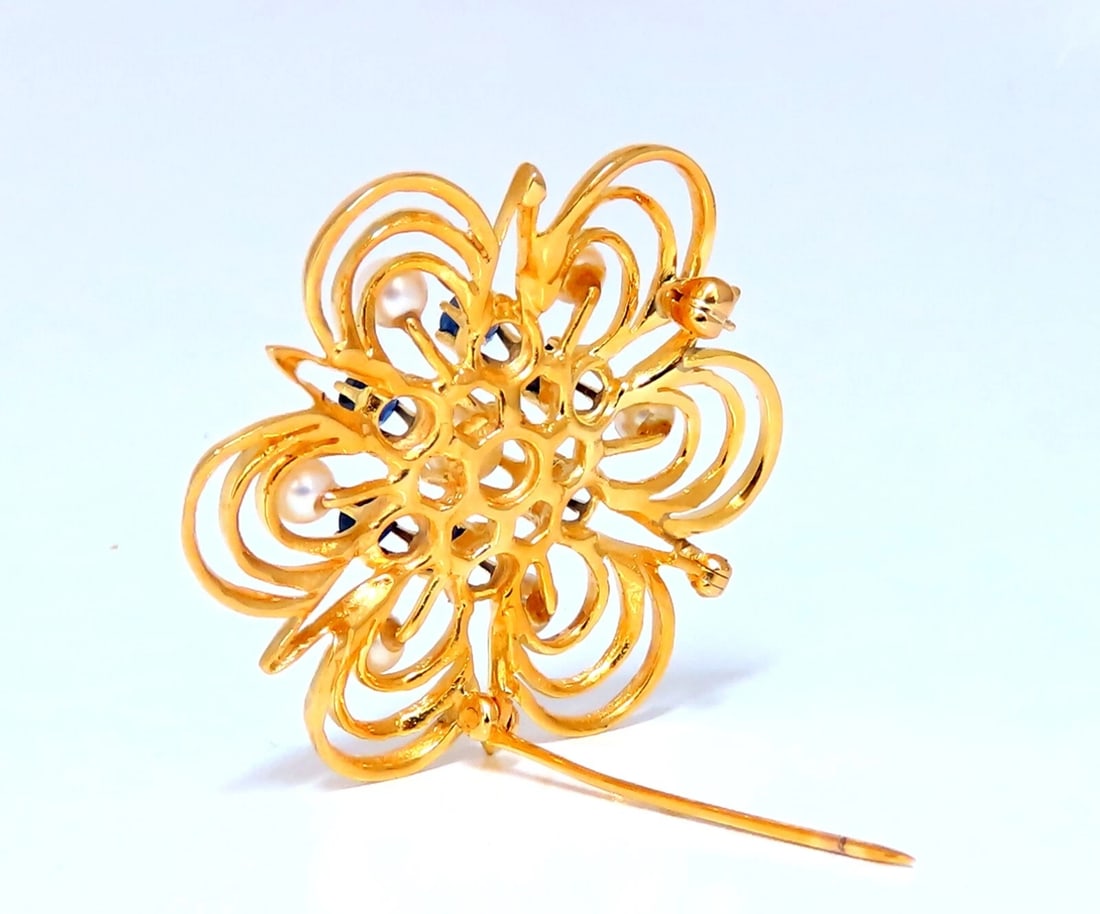 Cosmopolitan 14kt Gold Sapphire Pearl Pin 14kt** - 4