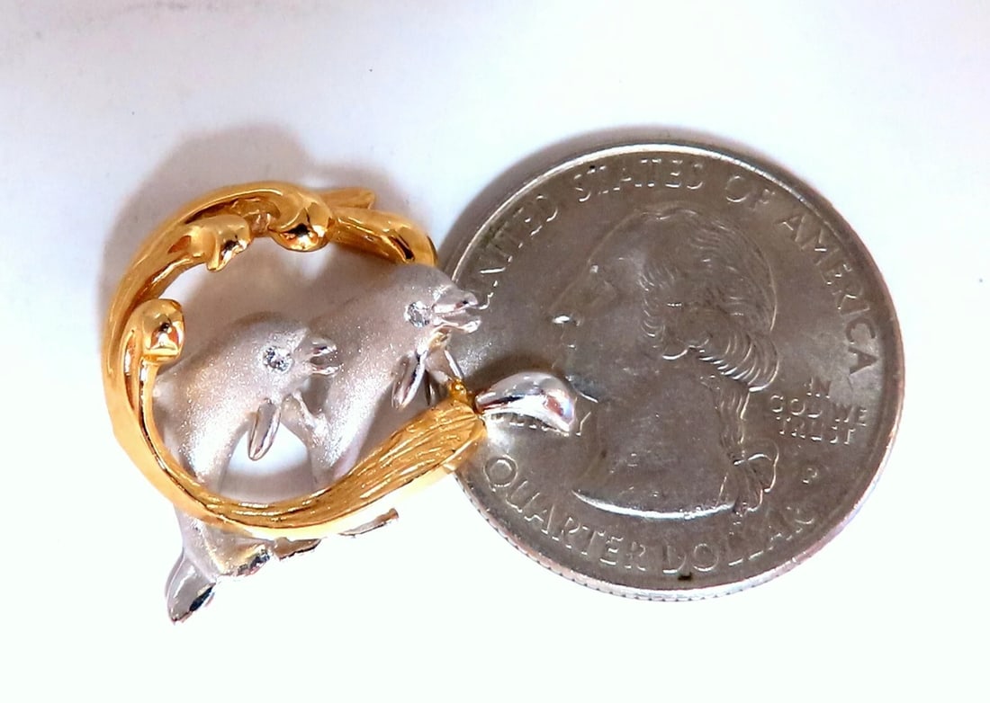 .04ct Natural Diamonds Dolphin Pendant 3D 14kt Gold** - 6