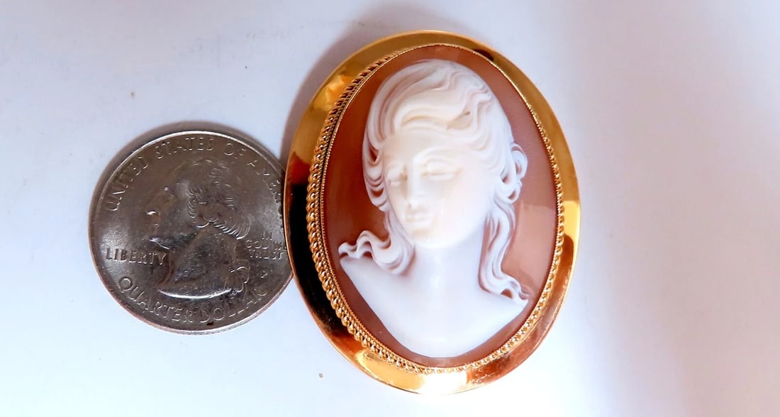 14kt Gold Cameo Gold Pin 1969** - 3