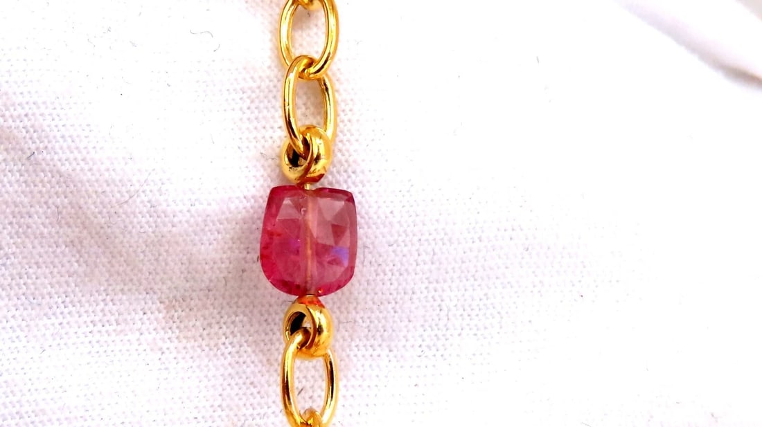 10ct Natural Tourmaline Dangle Necklace 14kt** - 4