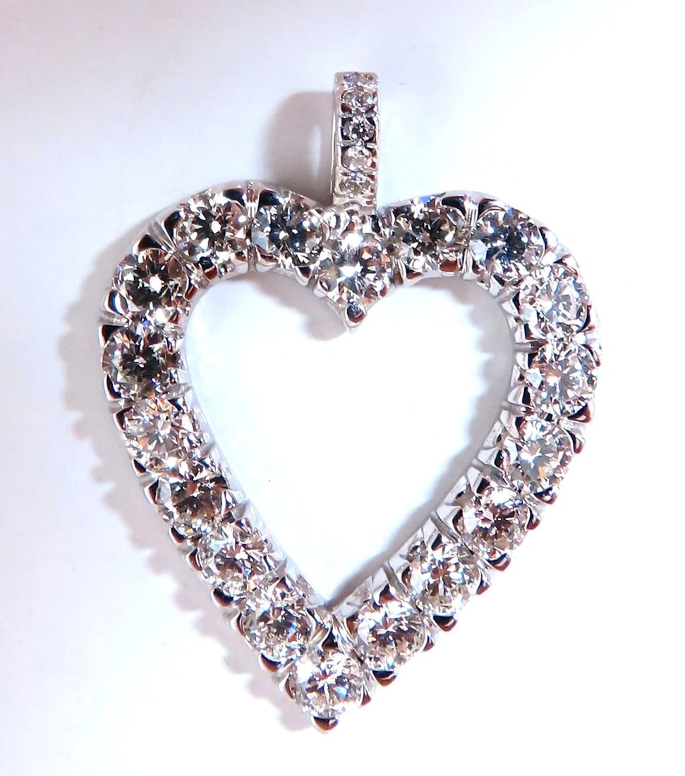 2.72ct natural diamonds open heart necklace 14kt g/vs** - 2