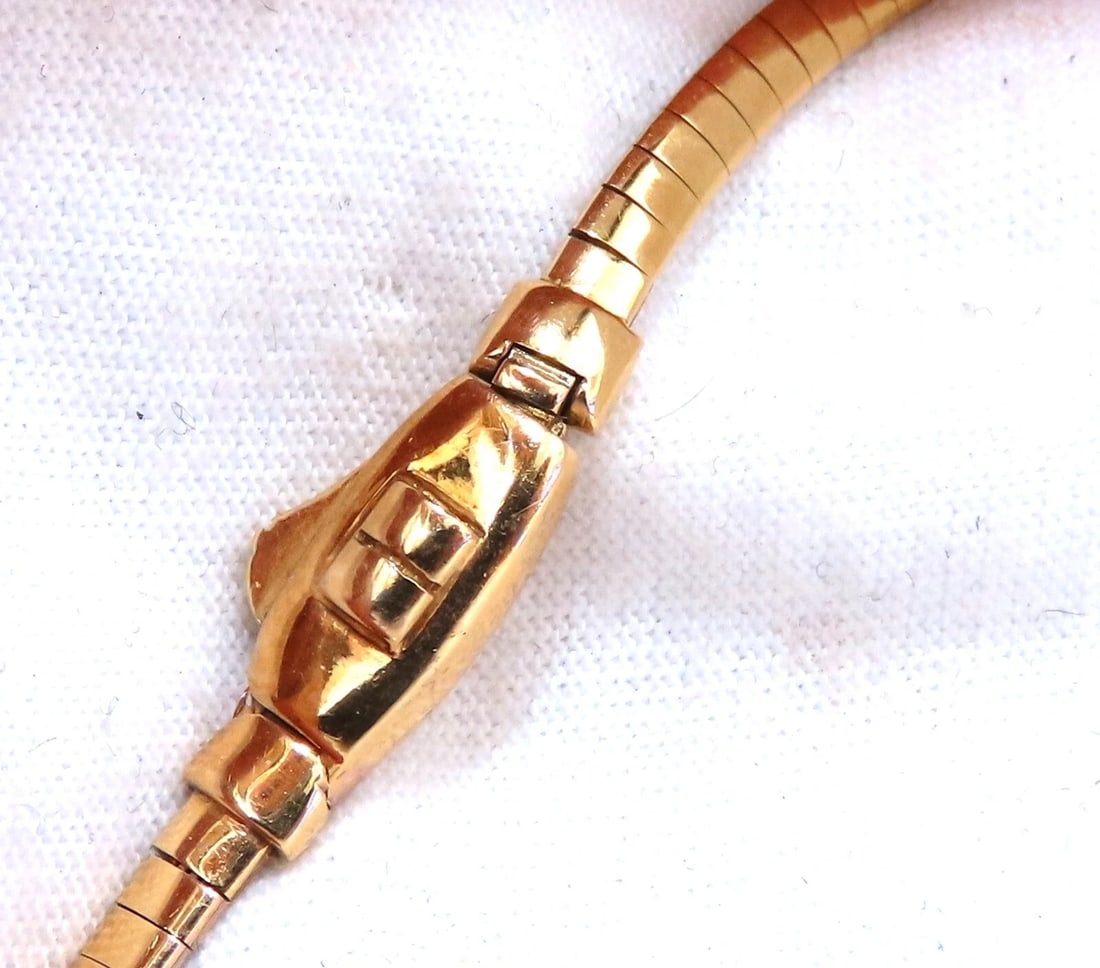 3ct Natural Green Round Tourmaline Mod Deco Necklace Omega 14kt** - 8