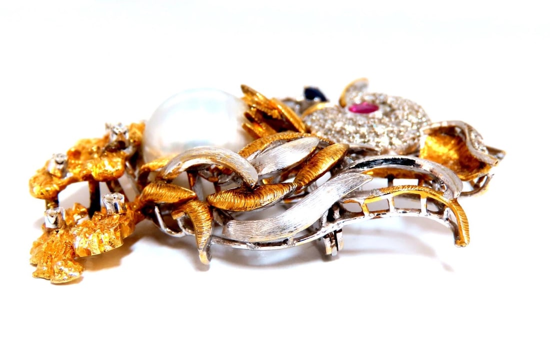 Vintage Rare Bandit Jackrabbit Pearl Pin 18kt Rabbit Bunny** - 3